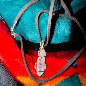 Angle Aura Quartz Raw Cut Pendant